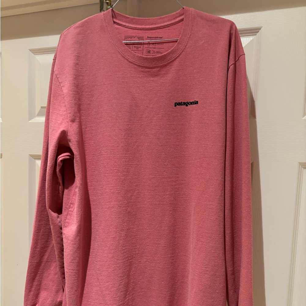 Patagonia pink long sleeve logo t shirt XL